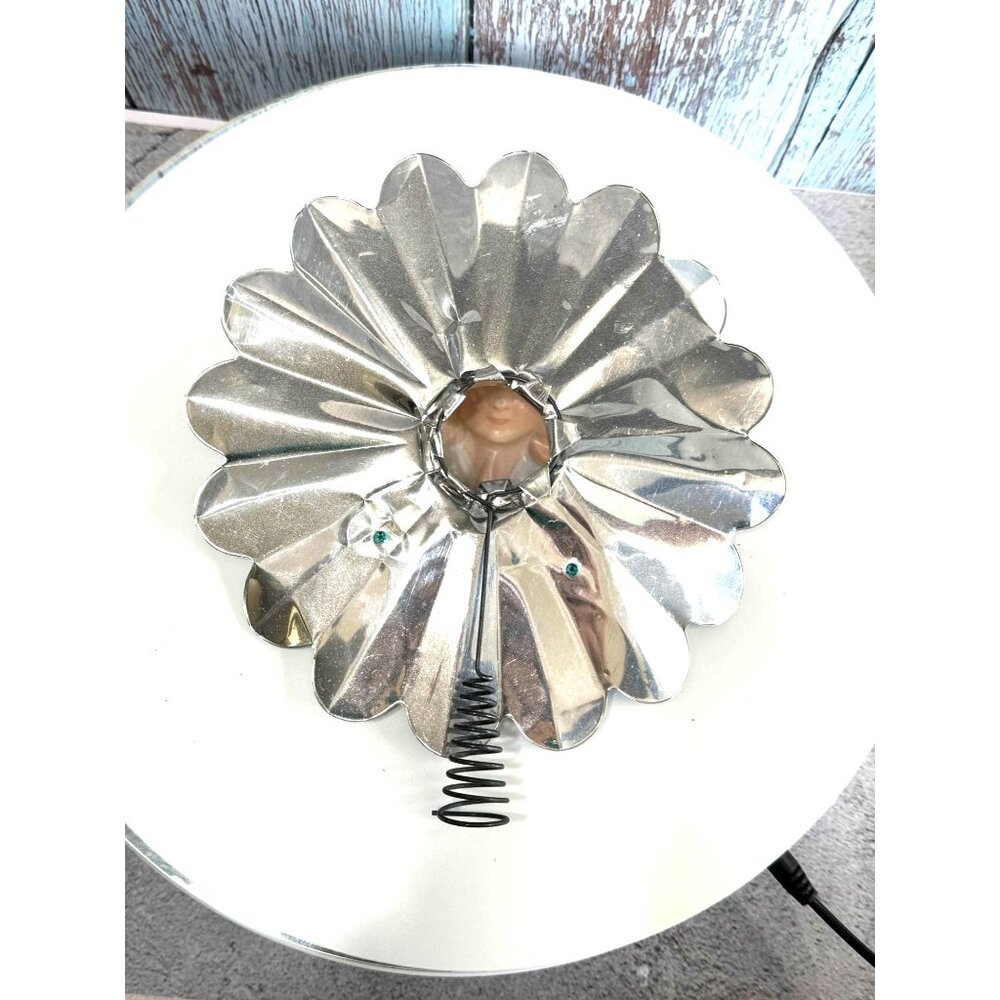 Vintage Praying Angel Tree Topper Blowmold Foil Spun Cotton 7.5" - Picture 4 of 4
